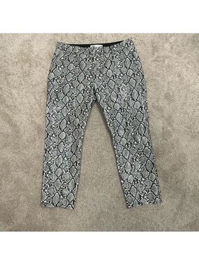 Zara gray black ivory faux leather pleather snake print cropped trouser pants 🇨🇦